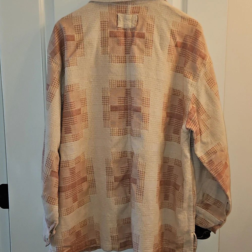 We The Free Keep It Cozy Shirt Pink Quilted Look, Large, Oversized, Southwestern - Picture 7 of 10